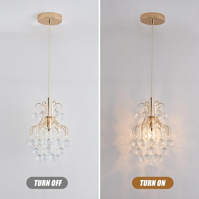 Surpars House Elegant Mini Chandelier Crystal Pendant Light,Clear(Flush Mount Type)