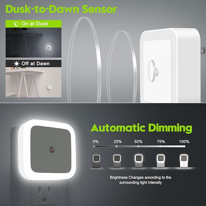 Sujeet Night Light, Night Lights Plug into Wall [4 Pack], Nightlight Led Night Light for Adults, Plug in Night Lights for Adults Bedroom Cool White