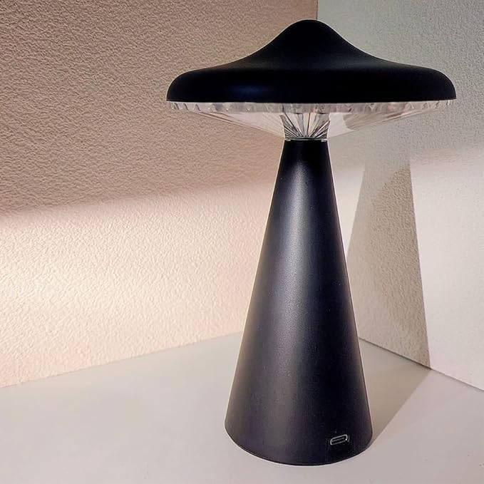 UFO Led Night Light for Kids,Flicker-Free USB Rechargeable Light Bedside Desk Lamps with 3 Lighting Modes Birthday Halloween Christmas Presents for Baby Children (Black)
