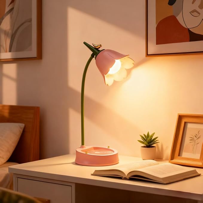 magical JD LED Desk Lamp Cordless Table Light Adjustable Gooseneck Dimmable Touch Rechargeable Battery Eye-Caring Night Light for Kids,Mini Cute Lamp for College Dorm Bedroom Reading