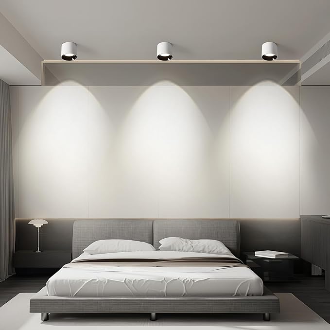 Flush Mount LED Ceiling Light Fixture, 20W Dimmable & 3000K/4000K/6000K Adjustable Ceiling Lights, Modern Close to Ceiling Lamps for Closet Hallway Kitchen Entryway Living Room, 4.7Inch, White, 3 Pack