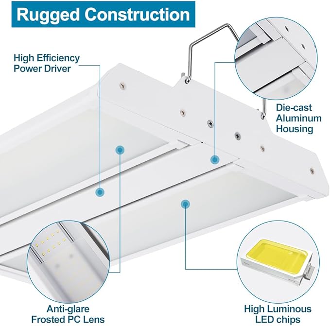 High Bay LED Shop Light 2-Pack 1.35FT 150W 21000LM 5000K Daylight 100-277V, Commercial LED Linear High Bay Lights for Warehouse Workshop Supermarket Stadium, ETL