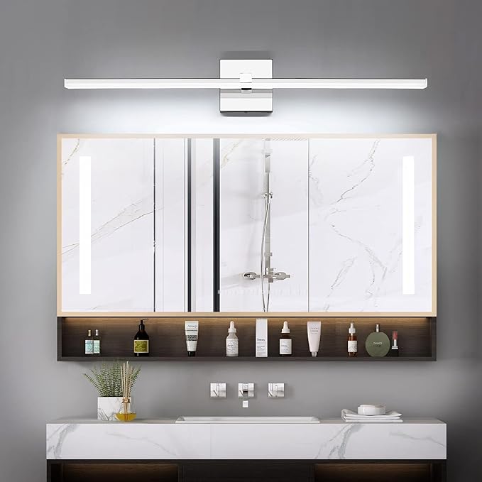 ZUZITO 30 inch Chrome Bathroom Vanity Lights Modern Bathroom Wall Lighting Fixtures 22W LED Vanity Light Bar for Bath