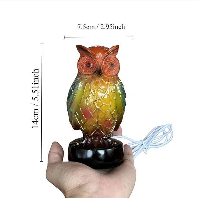 Retro Stained Glass Owl Night Light Lamp for Bedroom Living Room Dining Room Nursery Office Home Decoration