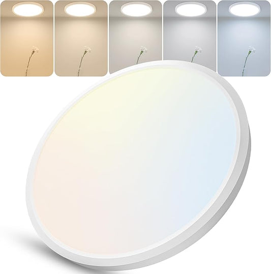 15.8 Inch 3520LM Dimmable LED Flush Mount Ceiling Light, 32W 5 CCT Selectable (2700K-6500K), Ultra-Thin Round Fixture for Kitchen Bedroom Laundry Hallway, White