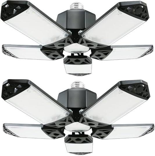 160W LED Garage Light 2Pack, 16000 Lumen Ceiling Lights with 5+1 Adjustable Panels, 6500K Daylight Light Bulb Fixture LED Lights for Garage, Workshop (New 160W 2Pack)