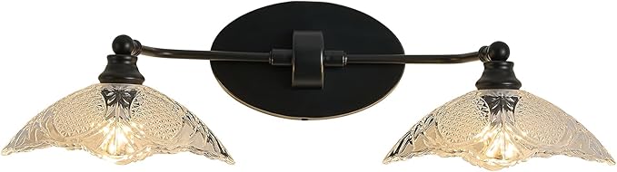 22.83-inch Black Bathroom Mirror Light Fixture， 2-Light E12 Sockets ，Vanity Lights ，Modern Minimalist Makeup Mirror Light Bathroom Vanity Light Fixtures(Bulb not Included)