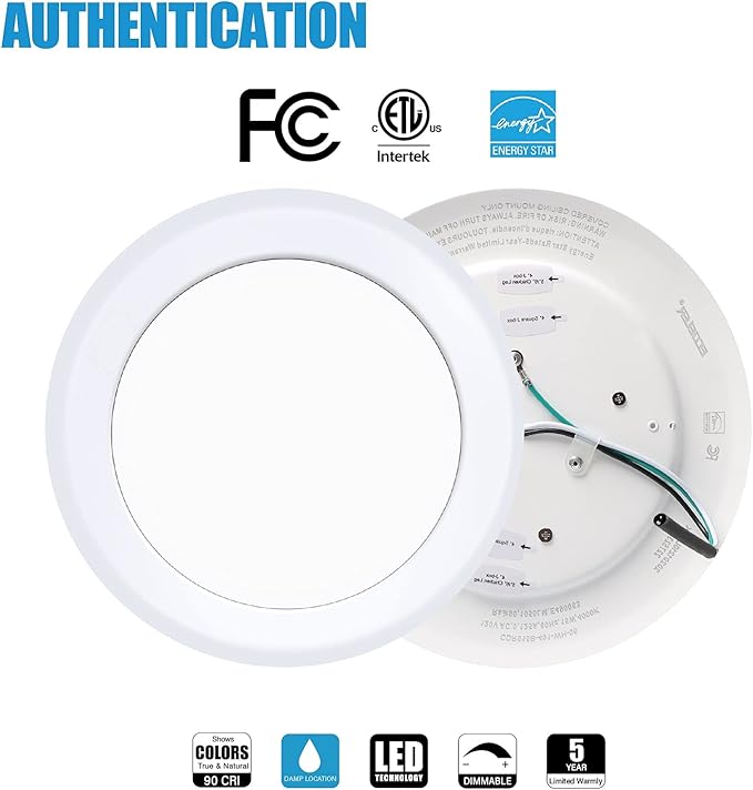 ECOELER 6” Dimmable LED Flush Mount Disc Lights, 16.5W, 1000Lm, 5000K Day Light, Surface Mount Ceiling Light Installs with Junction Box or Recessed Can, Energy Star & ETL-Listed, 24 Pack