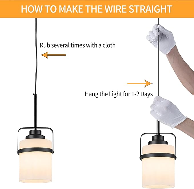 Modern Black Pendant Lights Kitchen Island Light, Adjustable Hanging Light Fixture with Milk Glass Shade, Farmhouse Pendant Light for Dining Room Bar Over Sink/Table/Counter, 1 Pack