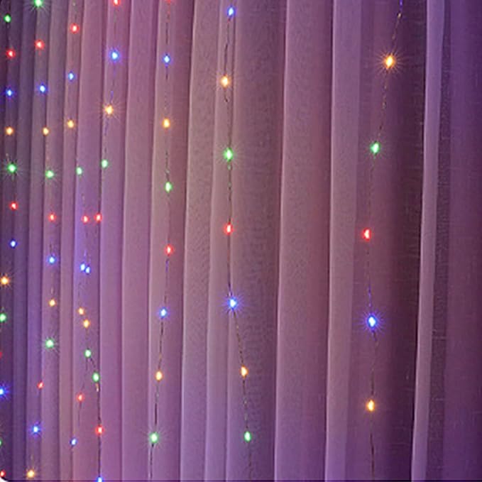300 LED Curtain String Lights, Fairy Lights with 8 Light Modes, 9.8x9.8Ft Remote USB Plug Fairy String Lights for Christmas, Bedroom, Indoor, Outdoor, Weddings, Party, Camping Decor (Multicolored)