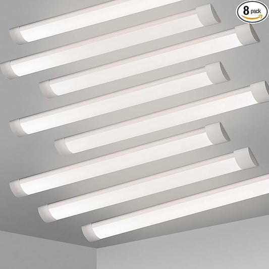 KILIPOL 2FT LED Batten Light, Ceiling Surface Mounted Slim LED Tube Lights, 20W 4000K Neutral White for Office, Shop, Garage, Home, 8 Packs