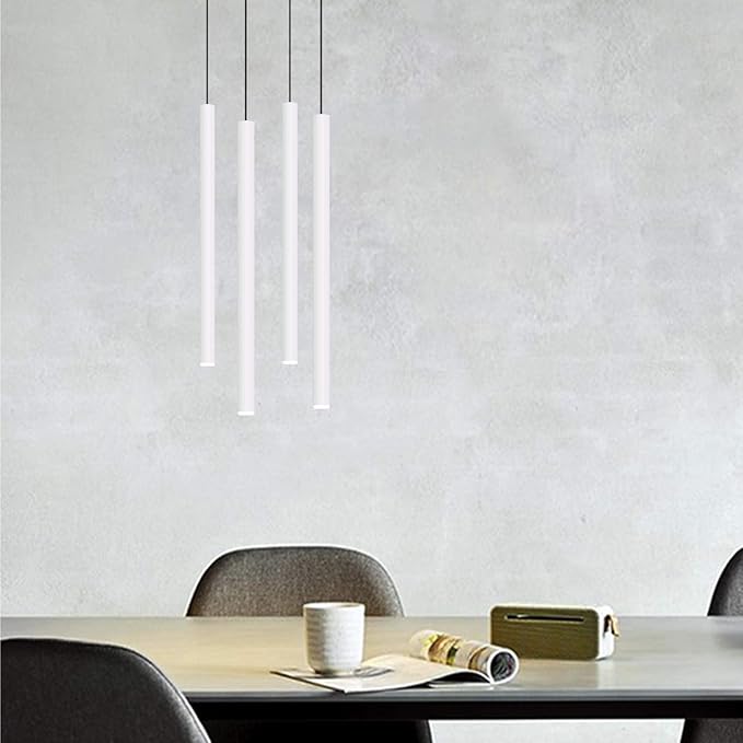 CANALIS 4 Mini Pendant Lighting White - LED Hanging Light Fixture for Kitchen Island, Bar, Foyer - Cluster Pendants - Dimmable, Adjustable Wire, Lamp Bulb Included