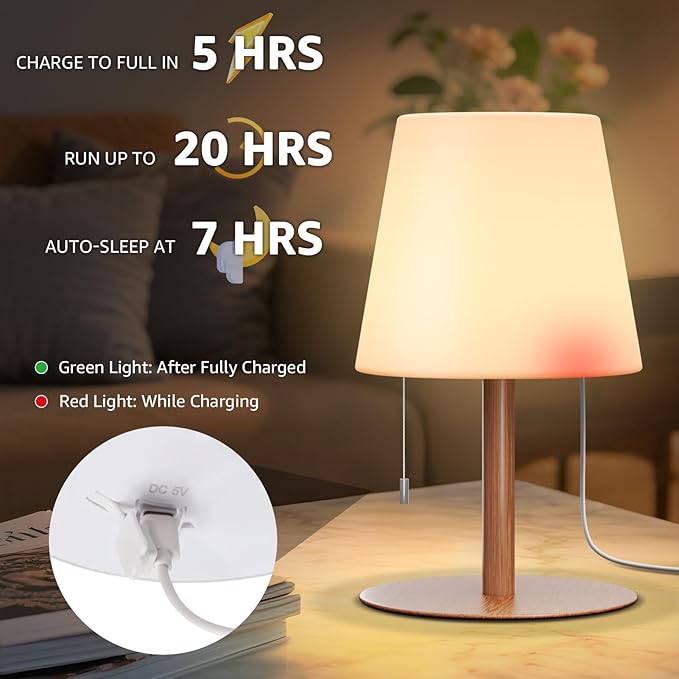 uuffoo Shower Lamp Waterproof 8 Colors, Shower Light Rechargeable Cordless Battery Operated, LED Outdoor Table Lamps Dimmable Portable for Indoor Outdoor Bathroom Home Patio (Wood Grain)