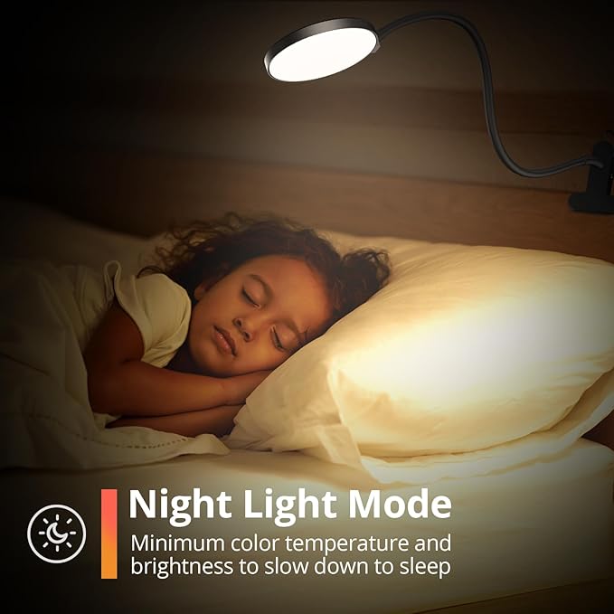 iFalarila Reading Light with Remote, LED Desk Lamp Clip on [1H Timer & Nightlight] RA>95 Dimmable Flexible Gooseneck, Reading Lamp with Clamp for Table - 4.7'' (Adapter Included)