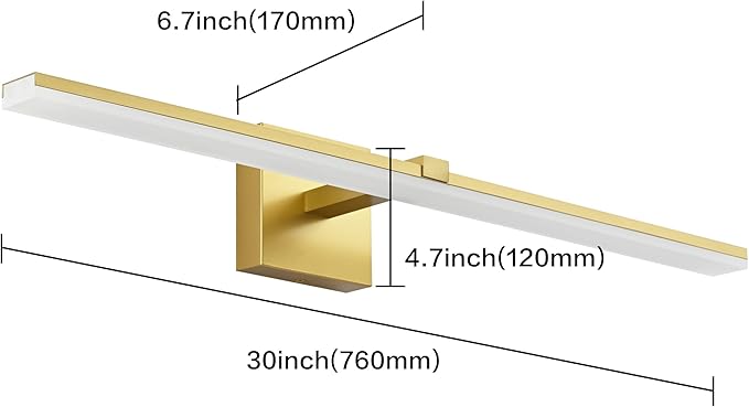 ZUZITO LED Vanity Light Gold Modern 30 inch Bathroom Lighting Fixtures Over Mirror Dimmable Bath Wall Lights Bar