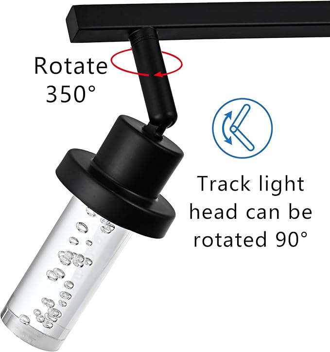 MELUCEE 3 Lights LED Track Lighting Kit Ceiling Bathroom Vanity Light Fixtures Wall Mounted Lamp Black Finished with Flexibly Rotatable Light Heads, Built-in LED Chips, 5-Color Temperature Adjustable