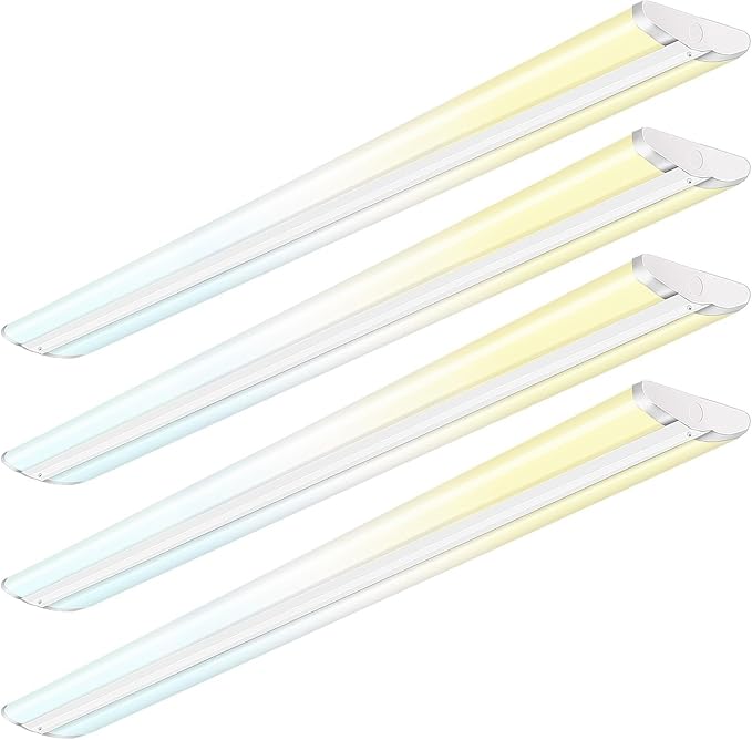 ANTLUX 8FT LED Shop Lights with 3 Watts/3 Lumens/3 CCT Selectable, 60W/80W/100W, 7000lm/9500lm/11500lm, 3000K/4000K/5000K Ultra Slim 8 Foot Strip Light, Wraparound Office Ceiling Fixtures, 4 Pack