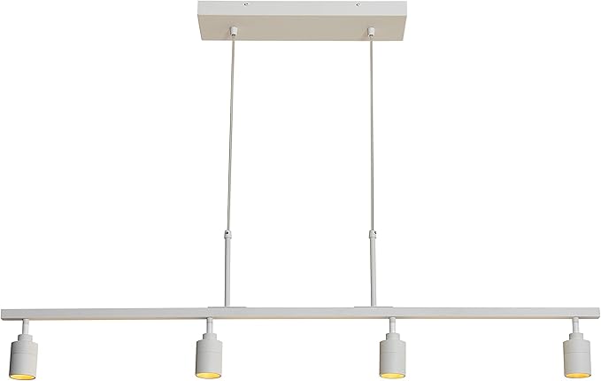 Shura - 4-Light White Integrated LED Track Light Pendant w/Rotatable Spotlight Heads, Hanging Ceiling Spotlight Fixture, 3000K, 1960 Lumens