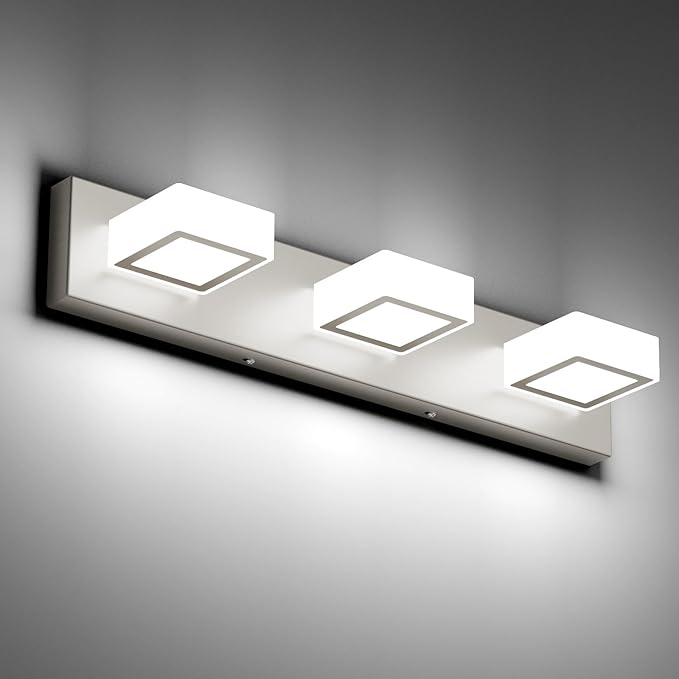 Ralbay Brushed Nickel Bathroom Vanity Lights 24inch Metal Acrylic LED Modern Bathroom Wall Lighting Fixtures Brushed Nickel (White Light 6000K, Non-dimmable)