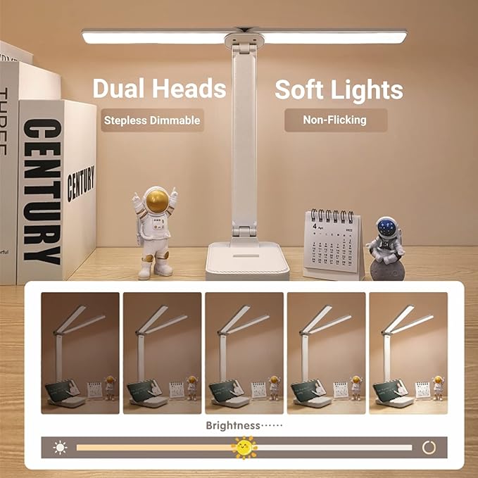 LuxLumin Blue Desk Lamp for Home Office,Portable Small Desk Lamp with 3 Lighting Modes, Battery Operated Rechargeable Desk Light for Kids, Reading,Studying,Dormitory,Blue
