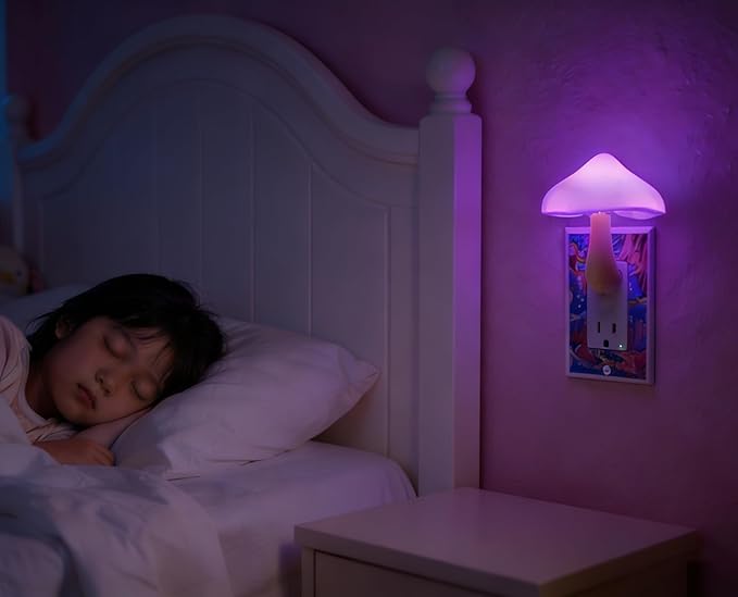 AUSAYE 3 Pack Sensor LED Night Light Plug in Lamp 7 Color Changing Mushroom Light Cute Night Lights for Adults Kids NightLight Bedroom,Bathroom,Toilet,Hallway,Stairs,Kitchen,Basement