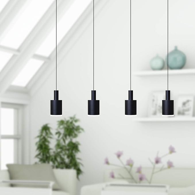 Virgo 4 Mini Pendant Lighting Black - LED Hanging Light Fixture for Kitchen Island, Bar, Foyer - Cluster Pendants - Dimmable, Adjustable Wire, Lamp Bulb Included
