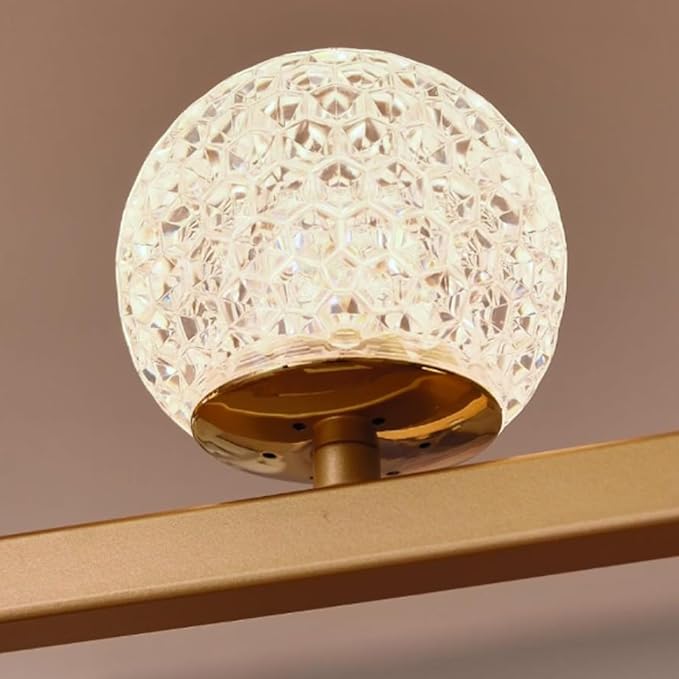 ORANOOR LED Gold Chandeliers for Dining Room, 47in Dimmable Modern Chandelier Gold Pendant Lights for Kitchen Island, Linear Ring Globe Pendant Light Fixtures Dining Room Lights Ceiling Hanging