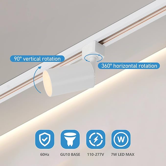 Plug in Track Lighting with Power Cord, 4-Light GU10 Track Lighting Kit with Track Rail, Modern Kitchen LED Track Lighting Fixtures Ceiling Wall Spot Light, 13FT Plug Cord, White (No Bulbs)