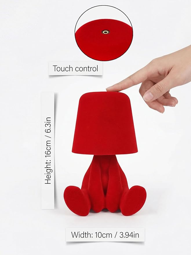 Bedside Touch Control Table Lamp, Golden Decor Thinker Statue LED Table Lamp with USB Port, 3 Way Dimmable Modern Night Light Nightstand Lamp for Home Living Room Office Shelf Decor (red-C)