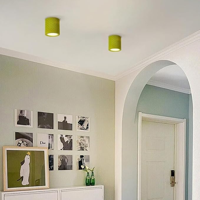 KISAD Close to Ceiling Lights Nordic Resin Ceiling Light Mini Flush Mount Ceiling Lamp Cream Style Hallway Lighting Fixture Minimalist Ceiling Downlight for Living Room Bedroom Restaurant(Yellow)