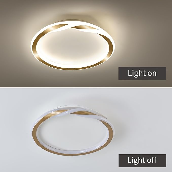 ASGYISA 16inch Modern LED Ceiling Light Gold Flush Mount Light Fixture Bright Ceiling Lamp for Closet Bathroom Hallway Bedroom Kitchen （Circle ） 4000K