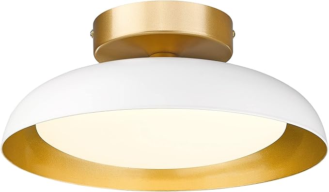 kudos Flush Mount Ceiling Light, 12-inch LED Ceiling Light Fixture, White and Gold Finish, 12W 1200lm Light Fixtures Flush Mount for Bedroom, Hallway, 3CCT Adjustable, KDCL01-WT