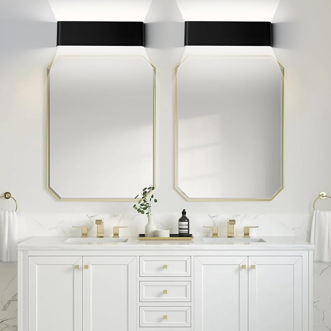 Indoor Wall Sconce, 20W Dimmable 5CCT (3000K-6500K), Modern LED Wall Sconce, for Bedroom, Living Room, Hallway, Dresser (15 Inch - Matte Black 4 Piece)