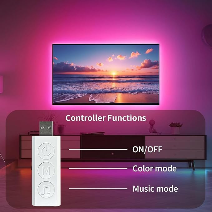 KSIPZE LED Lights for TV, 16.5ft TV led Backlight for 45-75 Inch TVs RGB TV Backlight Behind Music Sync Smart APP & Button Control TV LED Strip Lights USB Powered for Bedroom/Gaming