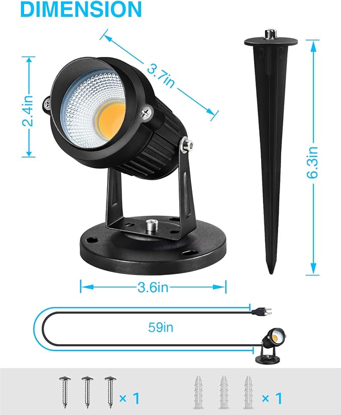 SUNVIE Dusk to Dawn Outdoor Lighting 120V LED Spot Lights Outdoor Landscape Spotlights with Photocell Sensor Waterproof Outdoor Spot Lights for Yard 7W Outdoor Spotlight Flag Light for Garden Tree