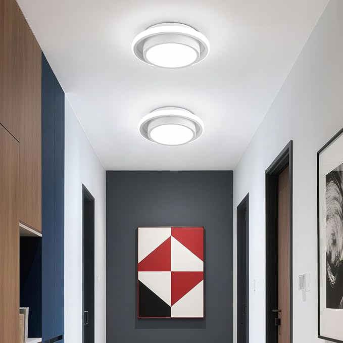 12IN Modern LED Ceiling Light Fixtures, Cool Light Circle 6000K Hallway Lights White Close to Ceiling Light for Kitchen Bedroom Balcony Bathroom Living Room