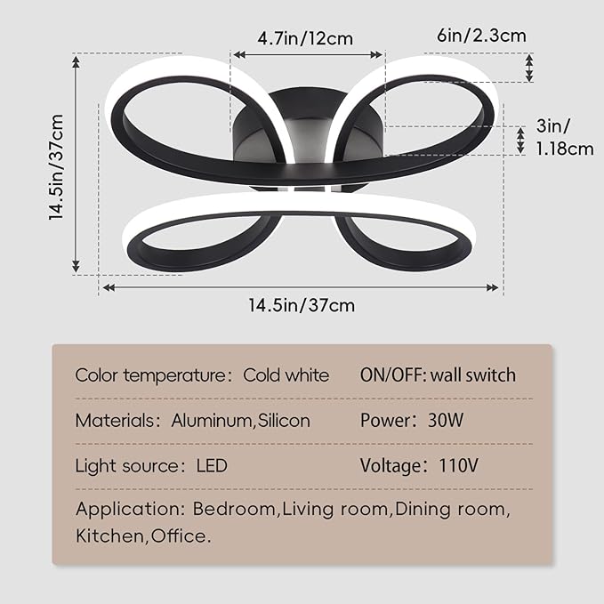 ADISUN Modern LED Ceiling Light, 6000K Semi Flush Mount Ceiling Light Fixture for Living Room, Bedroom, Corridor, Aisle, Hallway - Indoor Lamp, 2 Pack