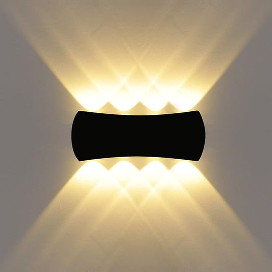 Kawell 8W Modern Wall Sconces LED Wall Light Up Down Indoor Outdoor Aluminum Wall Lamp LED Waterproof IP65 for Bedroom Living Room Bathroom Stairs Hallway Corridor Porch, Black 3000K