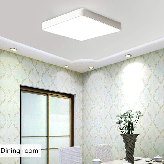 Ganeed LED Flush Mount Ceiling Light,15.7 inch 36W Modern Ceiling Lamp Square,6500K Cool White Lighting Fixture for Living Room/Kitchen/Bedroom/Dining Room,White