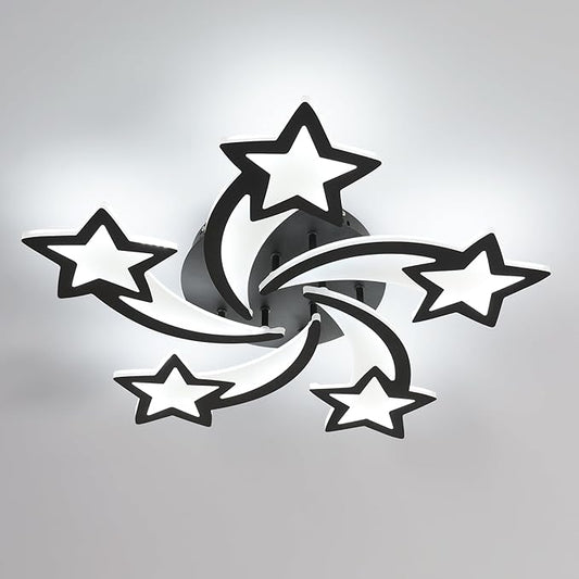 Goeco Kids Ceiling Light, 6500K Modern Acrylic LED Close to Ceiling Light Fixture, Black Star Shape Flush Mount Lamp for Kids Room, Nursery, Bedroom, Living Room