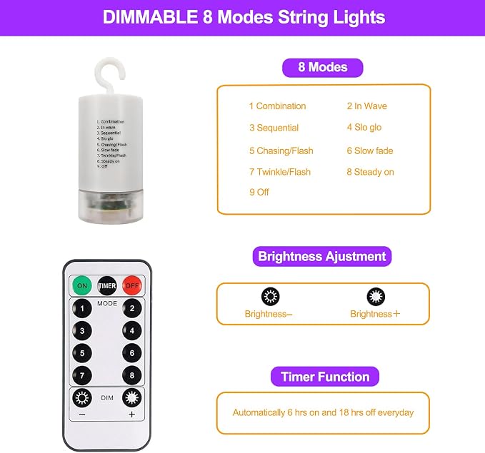 Christmas Battery Curtain Lights Warm White with Remote Timer 9.8×9.8ft