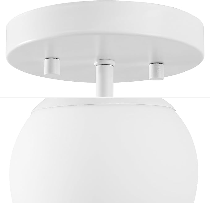 JONATHAN Y 7.75" White Modern Semi Flush Mount Ceiling Light, LED Fixture for Entryway, White Frosted Glass Globe Shade, Mid-Century Farmhouse Lighting for Bedroom Hallway (JYL7499H)