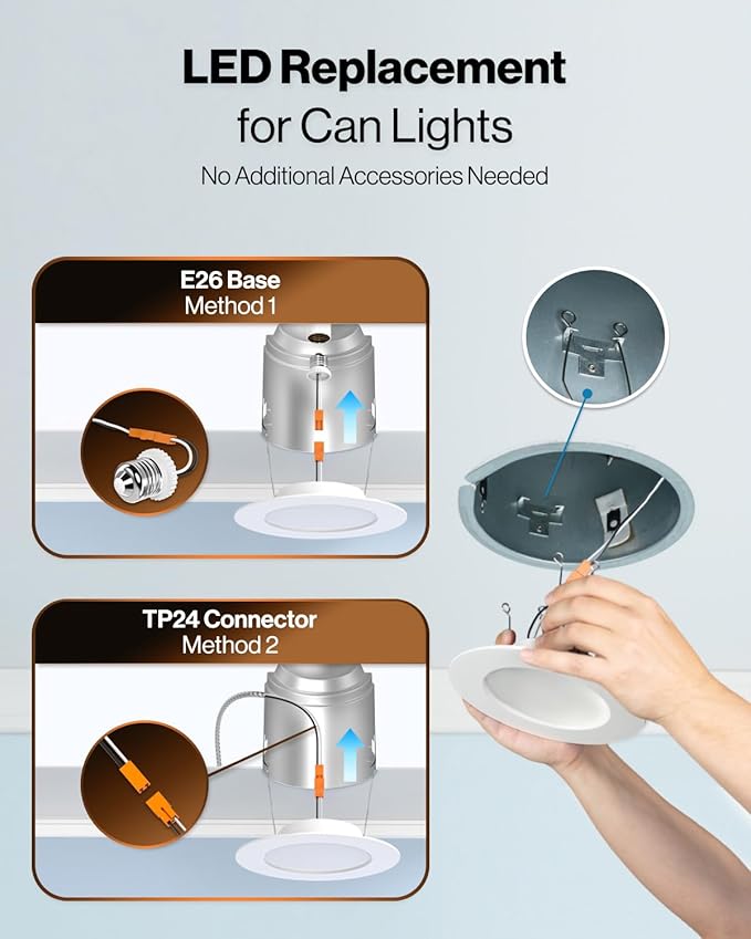 Sunco 48 Pack 6 Inch Recessed Light with Night Light, LED Can Lights Retrofit Lighting, 1000 LM, 12W, Selectable CCT 2700K/3000K/4000K/5000K/6000K, Dimmable, Damp Rated ETL