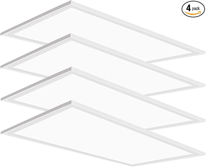 4 Pack 2x4 LED Flat Panel Light Drop Ceiling Light Fixture, 7800LM LED Drop Ceiling Office Fixture 5000K Led 2x4 Flat Panel Light 0-10V Dimmable Recessed Edge-Lit Fixture for Office Shop, ETL Listed