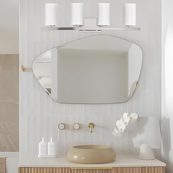 Tawson Talos 4-Light Vanity Light in Brushed Nickel with Satin Etched Glass Shade for Hallway, Entryway, Passway, Dining Room, Bathroom, Garage, Kitchen, Balcony, Living Room