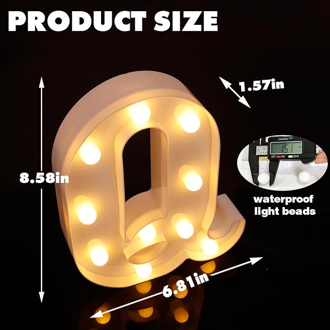 DyingSwan Small Led Marquee Letters, Light Up Letters, 8.58 Inch Led Letter Lights, Battery Powered Lighted Sign for Table, Party, Birthday, Christmas Decor (Letter Q)