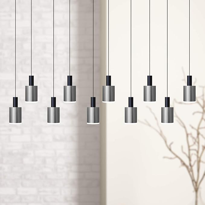 Virgo 10 Mini Pendant Lighting Black-Nickel - LED Hanging Light Fixture for Kitchen Island, Bar, Foyer - Cluster Pendants - Dimmable, Adjustable Wire, Lamp Bulb Included