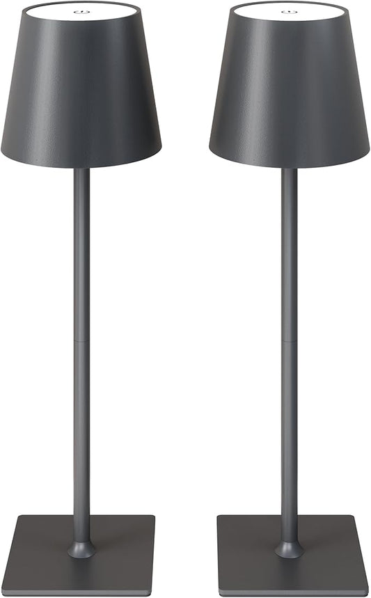 CHLORANTHUS 2 Pack Cordless Table Lamps, 3 Colors Stepless Dimming, 5000mAh Rechargeable Battery LED Desk Lamp for Bedroom/Couple Dinner/Desk/Cafe/Dining Room/Terrace