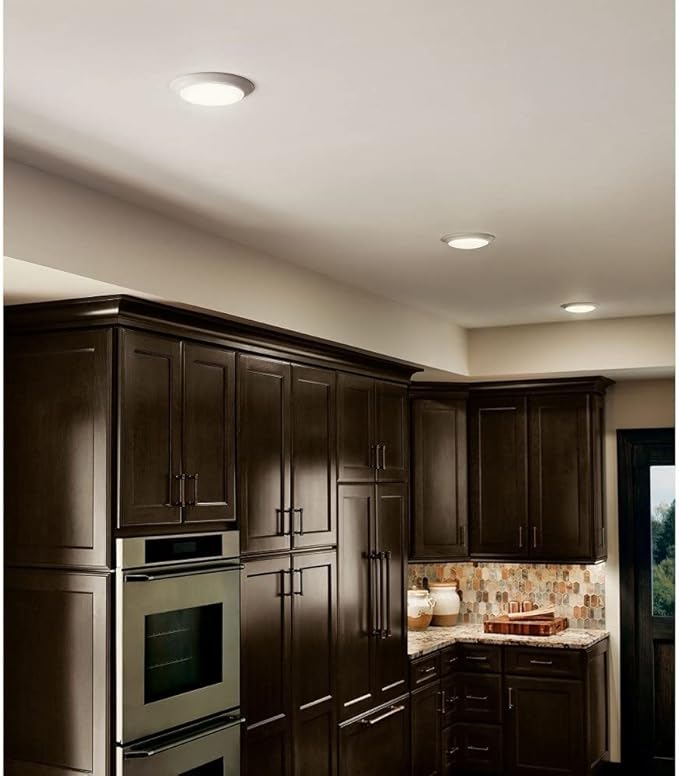 Kichler Gen 1 LED Downlight in White, 7.5” Ceiling Flush Mount Wet Rated Interior Dimmable Light for Living Room, Dining Room, Kitchen, Bathroom and Bedroom, 4000K, (7.5” x 1.5”), 43846WHLED40