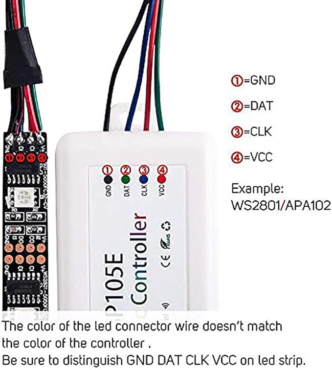 RGBZONE SP105E Bluetooth LED Controller, Smart APP Control, Music Sync for WS2811 WS2812B WS2815 WS2813 WS2801 SK6812 WS2815 SK9822 APA102 etc LED Strip Pixel Fairy String Module Panel Light